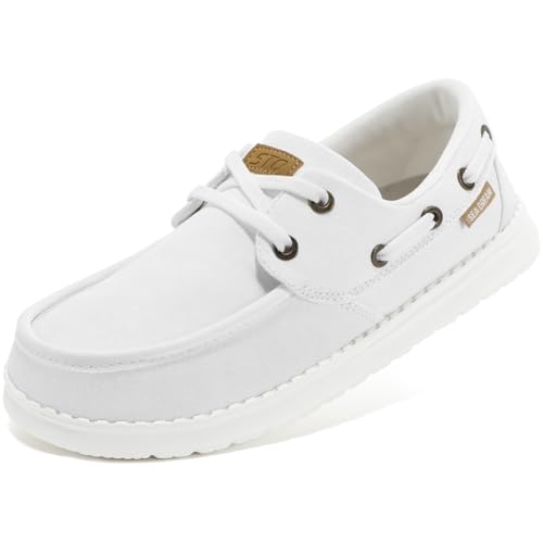 STQ White Slip On Sneakers Women Boat Shoes Orthopedic Loafer White Size 8