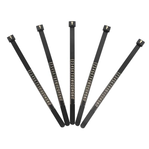 Cemaystic リングゲージ サイザー 5個セット ? ダイヤモンドアートトレイ付き メンズ レディース対応 ジュエリーツール (Size 1,ブラック)