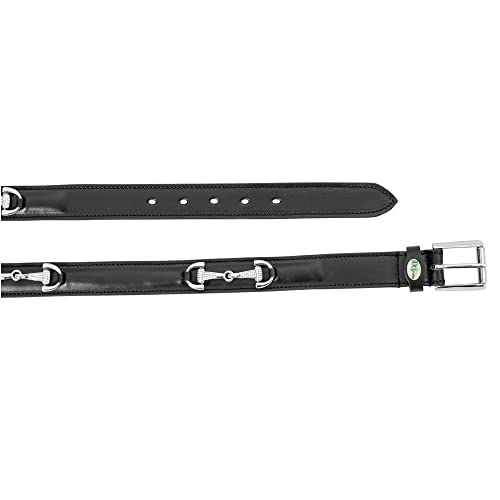 Equestro Leather Belt with Mouth Pattern 70 cm, Black