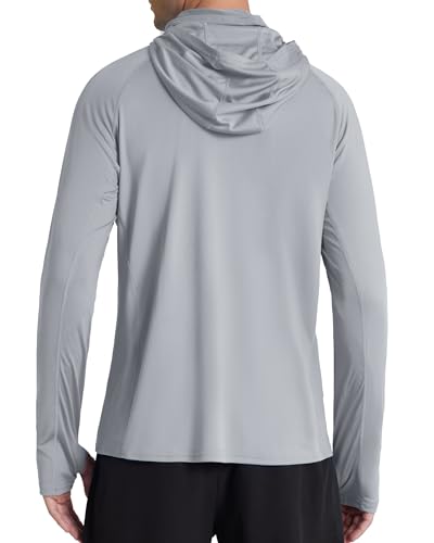 Roadbox Men's UPF 50+ Hooded Fishing Shirts Long Sleeve Sun Protection Hoodie, Hiking Running Swimming Rash Guard with Mask2