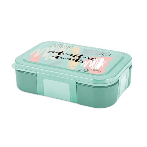 Image of Milton Bravo 2 Inner Stainless Steel Tiffin Box for School, 2 Partition, Steam Release Plug| PU Insulated, Leak-Proof, Food Grade I Lunch Box for Kids Boys,Girls with Snap Lock Lid,650 ml,Pastel Green