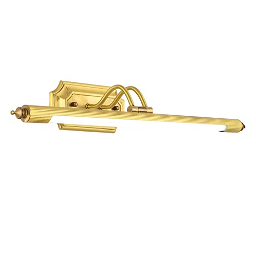 Luz de Espejo Vintage Led, Lámpara Retro para Baño de Pared en Bronce, Antiempañante, Impermeable, Lámpara de Espejo Ajustable, Lámpara de Pared Frontal para Baño, Luces Doradas para Maquillaje en Toc