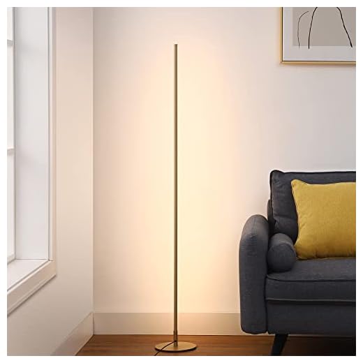 DEWENWILS Modern LED Floor Lamp, 57.5" Minimalist Dimmable Corner Lighting, Slim Standing Tall Mood Lamp for Living Room, Bedroom, Office, 3000K Warm White Light