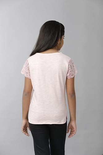 Image of Girls Cotton Tops Collection - Round Neck, Crop Top, Full & Half Sleeve, Drop Shoulder, Ruffle Sleeve, Graphic Printed, Embroidered & Slub Knit Styles, Soft Breathable Fabric for Kids Casual Wear