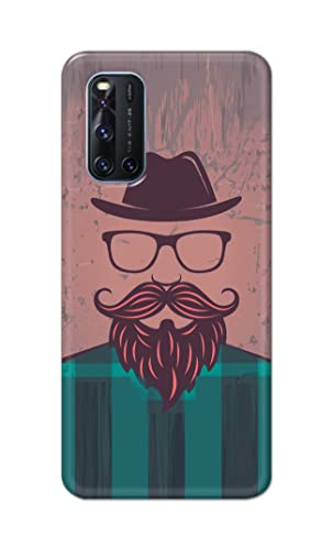 Image of PRINTFIDAA Man Icon with Beard Shirt Hipster Printed Designer Hard Case for Vivo V19 Back Cover -(e) RPM1001