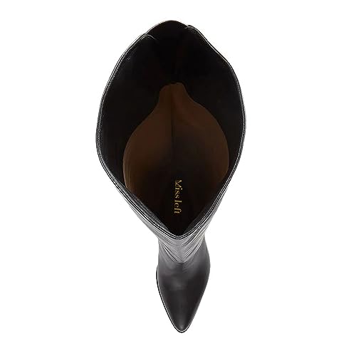 miss left Women Chic Thigh High Boots Closed Pointed Toe Chunky Block High Heel Over The Knee Stretchy Pull On Party Club Shoes Size 4-16 US3