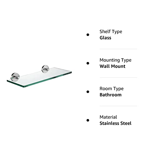 Jqk Bathroom Glass Shelf, Tempered Glass Shower Storage 12 By 5 Inches, 304 Stainless Steel Brushed Finish Wall Mount, Tgs101L12-Bn #TOP7