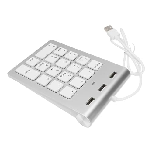 DOITOOL Numeric Keypad Key Wired with Ports Hub for and Silver Finish for Data Entry and Gaming