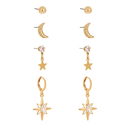 Par de aretes de aro para mujer, juego de aretes con colgante de mini aretes, aretes de tuerca múltiple, aretes de rosa para niñas, Como se muestra, talla única