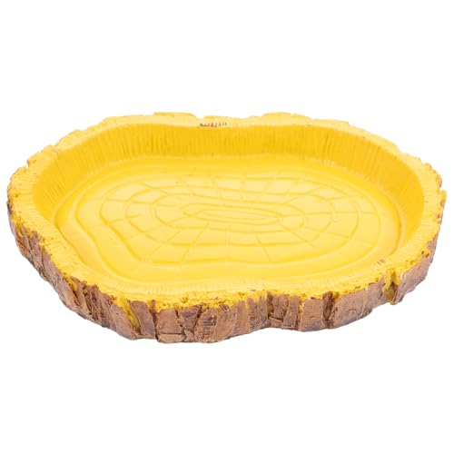 CIYODO Reptile Feeding Basin Durable Food Container for Terrarium Simulation Tree Bark Design for Lizards Turtles and Snakes Easy to Clean and Maintain