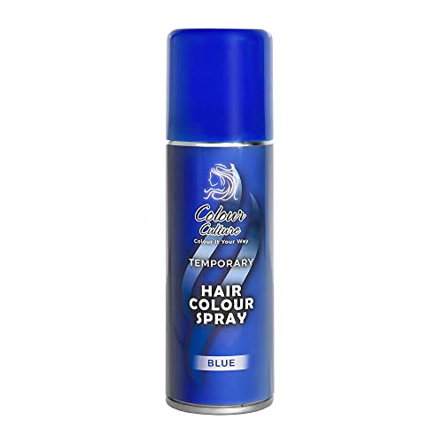 Colour Culture Hair Colour Spray 125ml-Blue Temporary Coloured Hair Dye Hurtless Easy Wash-Out Hairspray Washable Hair Colour Spray for Halloween & Theme Party Fancy Dress Up For Kids Adults