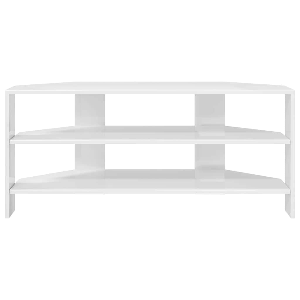 Mobile angolare per TV bianco lucido, 102 x 40,5 x 45 cm, in