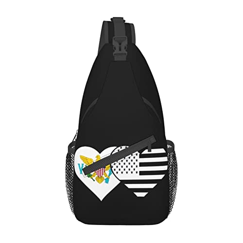 Mochila bandolera unisex con banderas Virgin Islands y USA miniatura 2