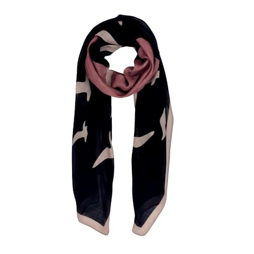 Humble Hilo Soft Sustainable Art Scarf (Birds in Flight, Taupe and Black)