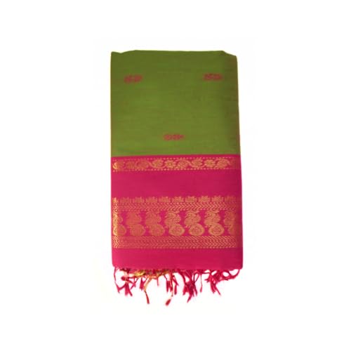 Image of Pure Kalyani Cotton Saree | Zari Border & Blouse Piece - Lata Gadwal Design | Traditional Saree
