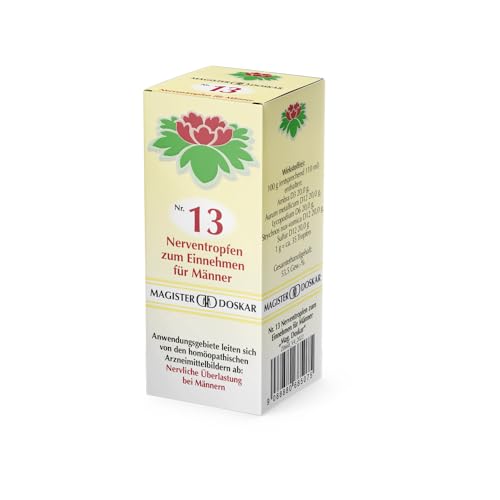 MAGISTER DOSKAR Tropfen Nr. 13 – Homöopathische Nerventropfen für Männer, 50 ml – Stärkt das Nervensystem – Unterstützt emotionale Balance – Lindert innere Unruhe – Natürliche Pflanzenextrakte