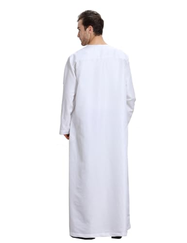 Qianliniuinc Men Arabic Long Sleeve Thobe for Ramadan - Muslim Kaftan Prayer Clothes Islamic Wear Middle Eastern Dress 7