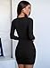 ANRABESS Womens Fall Long Sleeve Short Dress Rib Knit 2025 Fashion Basic Slim Fit Party Cocktail Night Bodycon Mini Dresses Black-XL