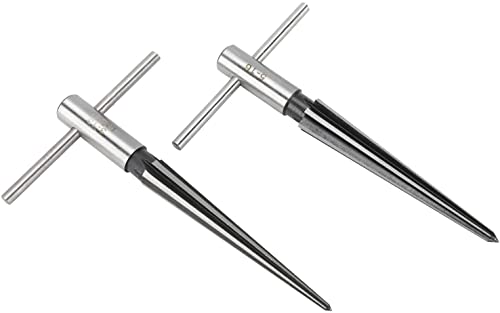 Faneta T Handle Taper Reamer Set 3-13Mm(1/8''-1/2'') & 5-16Mm(½"-5/8") Bridge Pin Hole Hand Held Tapered Reamers 6 Fluted Chamfer Reaming Guitar Woodworker Luthier Tool (Set Of 2) #TOP1