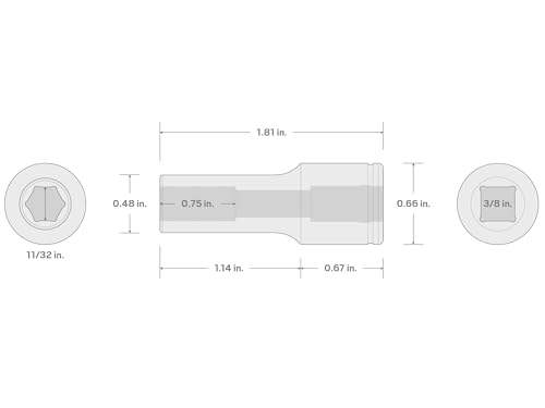 Image of TEKTON 3 /8 Inch Drive x 11 /32 Inch Semi-Deep 6-Point Socket | SHD14009
