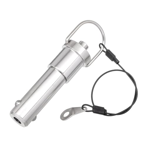 HALLMERS 20mm Pin Diameter 40mm Usable Length Quick Release Ball Head Pin Lock with 260mm Retaining Wire Cable - Stainless Steel - Self Locking Fasten Security Bolt Accessory Push Pull Fastening Tool