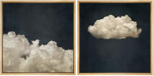 SIGNFORD Framed Canvas Print Wall Art Set Vintage Cloud Soft