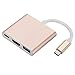 Produktbild USB C auf HDMI Adapter, Type C auf 4K HDMI-Hub mit USB 3.0 Digital-Konverter, USB-C-Ladegerät-Port, kompatibel mit Switch/Note 9/ChromeBook(Golden)