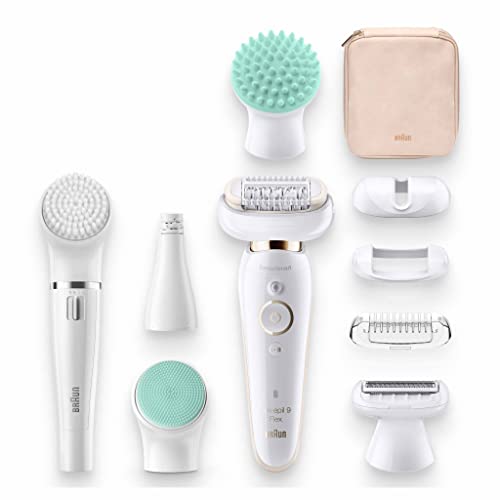 Braun Silk-épil 9 Flex Beauty-Set, Epilierer Damen / Haarentferner, FaceSpa Gesichtshaarentferner, 8 Aufsätze, Tasche, mit flexiblem Kopf für einfachere Haarentfernung, 9300, weiß/gold - Image 7