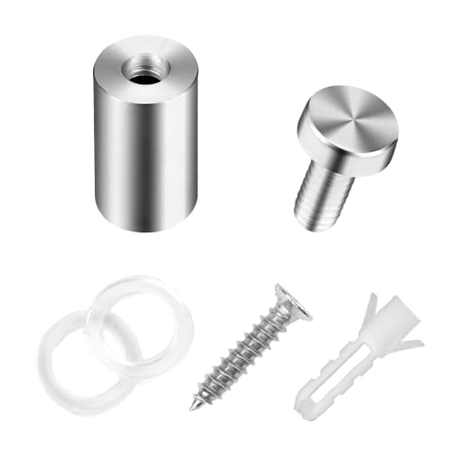12 Stück Abstandshalter Edelstahl Werbung Schraube für Glas, Schilderhalter, Wandabstandshalter, Werbeschraube Nagel - Silber, 12x25mm
