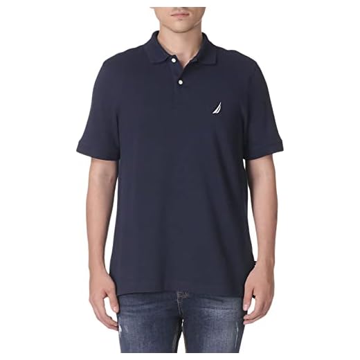 Nautica Men's Short Sleeve Cotton Pique Polo Shirt, Navy Solid, X-Large