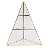 VALICLUD Estante de Almacenamiento de Joyas de Latón Forma Triangular, Organizador de Escritorio Doble Capa 18x12,8x21 Cm para Pendientes y Collares, Soporte para Accesorios de Mujer