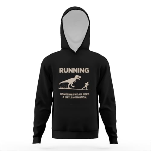 Sometimes Motivation Finds You T-rex Running Fit Hoodies for Teen Girls Boys Lightweight Kangaroo Pocket Sweatshirt3