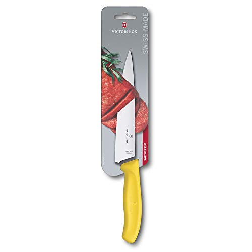Victorinox Swiss Classic, Profi Tranchiermesser, Extra Scharfe Klinge, gerader Schliff, 19 cm, Kunststoffgriff, Rostfreier Stahl, gelb – Ansicht 6