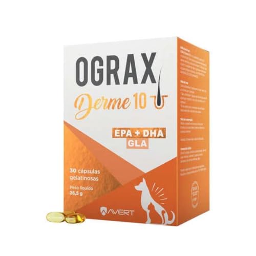 Ograx Derme 10 Suplemento DHA EPA GLA AL Cães e Gatos 30 Cápsulas Avert