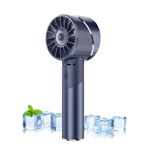 Wastou Ventilador de mano, USB Recargable Turbo Ventilador Portátil, 2600mAh Batería Mini Ventilador Personal, Pequeño Ventilador de mano de bolsillo para viajes Camping al aire libre (Azul)