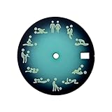 OYOSIDA 28.5MM Interesting Mechanical Dial Strong Green Luminous Face Novelty Dials for NH 35/NH36/4R/6R Watch Movement Repair Part (Blue)