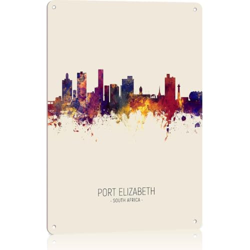 Port Elizabeth South Africa Skyline Art Metal Sign 8 x 12 Inch