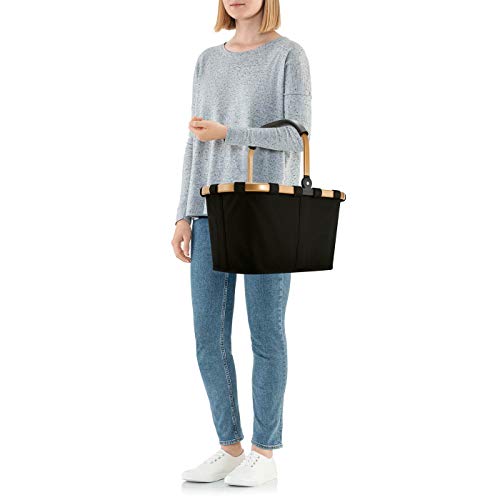 reisenthel carrybag frame gold/black- Cesta de la compra robusta con mucho espacio de almacenamiento y práctico bolsillo interior - Diseño elegante e impermeable