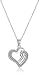 Sterling Silver Glitter Double Heart Pendant Necklace, 18"
