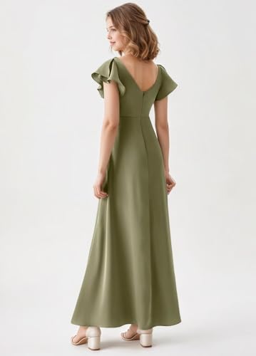 Sevintage Satin Junior Bridesmaid Dresses Tea Length Formal Wedding Party Gowns with Slit3