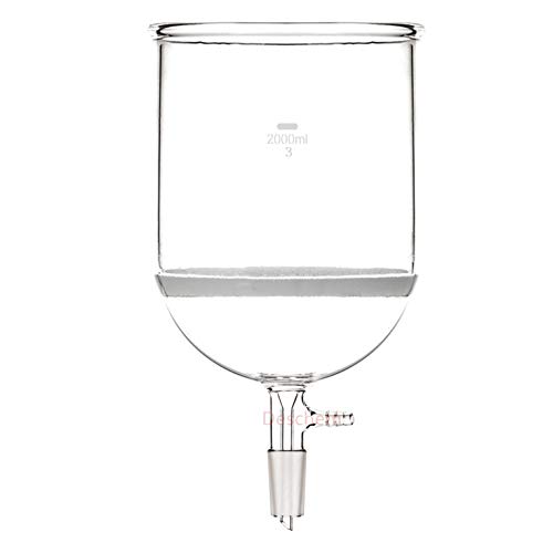 Deschem 2000ml,24 40,Glass Buchner Funnel,2 Litre Core Filter Funnels,10mm Vacuum Adapter