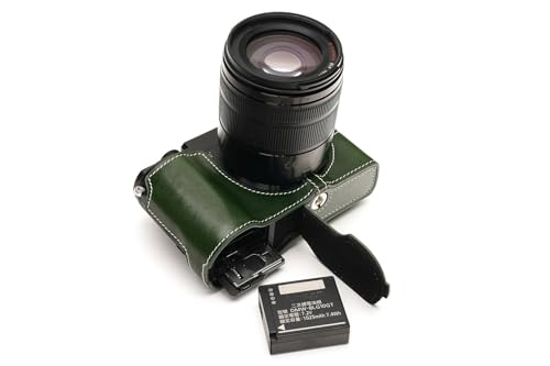 Demi-coque en cuir véritable fait main pour Panasonic GX9 GX7 III vert