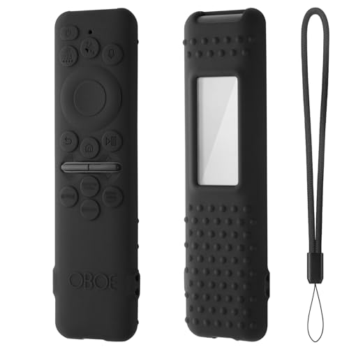 Image of Oboe Silicone Tv Remote Cover Compatible with Samsung Smart Tv Remote 2025 Model TM2360 E Key Cover Protective Case with Lanyard (L-Black) [Remote NOT Included]