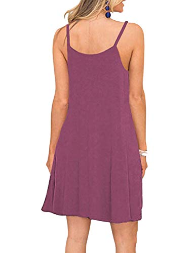 Image of MISFAY Women's Summer Spaghetti Strap Casual Beach Cover Up Dress with Pockets