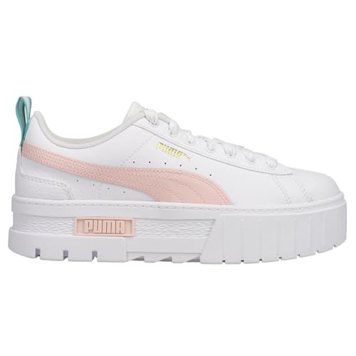 PUMA Girl's Mayze Leather (Big Kid) Puma White/Chalk Pink 4.5 Big Kid M