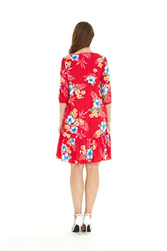 Image of Matchable Family Hawaiian Luau Men Women Girl Boy Clothes in Hibiscus Red