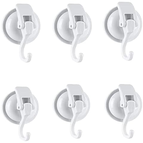 SOCONT Suction Cup Hooks for Shower, Heavy Duty Vacuum Shower Hooks for Inside Shower, White-Plated Plished Super Suction for Kitchen Bathroom Restroom, 6 Pack Cover