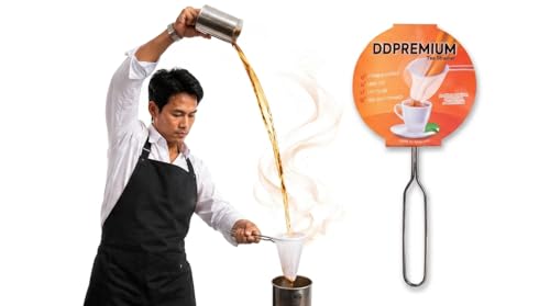 DDPREMIUM Traditional Stainless Steel Reusable Mesh Filter for Thai Tea Filter, Coffee & Loose Leaf Drinks, Thai Tea Strainer Sock 5.5 Inches