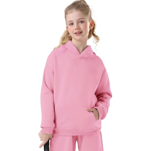 Image of Kids Athletic Pullover Hoodie Sweatshirt with Pocket Tops,2-12Years | Boys and Girls Fleece Hooded Christmas Halloween Teen Girls Athletic Hoodie Solid Color Lightweight Classic Kids Clothes