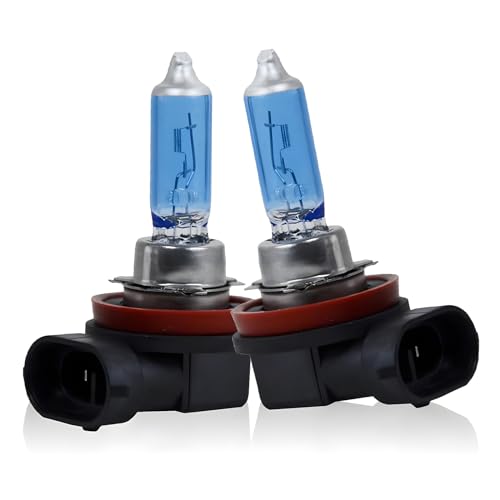 Flygun 2 PCS H11 Car Halogen Bulbs, Ultra White Light Bulbs, 12V 100W Front Fog Light Bulbs, Super Bright High Beam Low Beam Bulb Auto Lights Universal for Most Cars, Trucks, SUVs (White) by Flygun - Used condition - US$8.98
